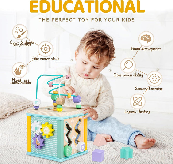Cubo de actividades de madera Airlab, juguetes Montessori para bebés de 1, 2 y 3 años - Quierox - Tienda Online
