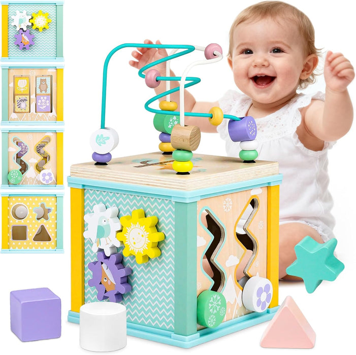 Cubo de actividades de madera Airlab, juguetes Montessori para bebés de 1, 2 y 3 años - Quierox - Tienda Online