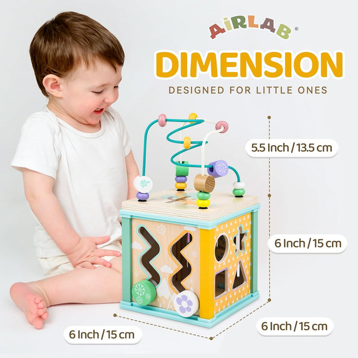 Cubo de actividades de madera Airlab, juguetes Montessori para bebés de 1, 2 y 3 años - Quierox - Tienda Online