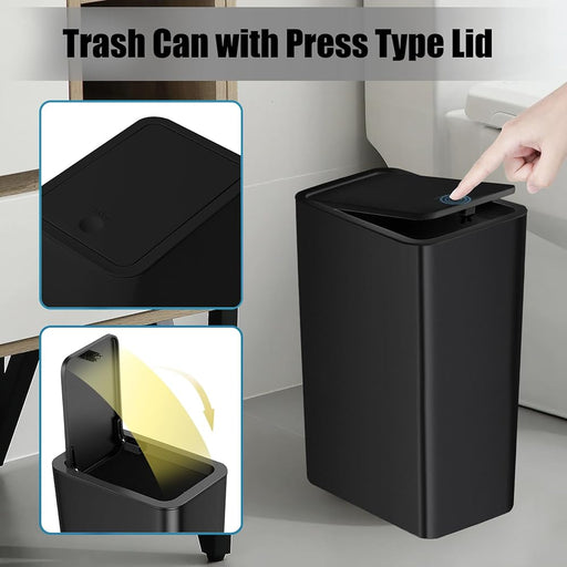 Cubo de Basura para Baño, Papelera de Espacio Reducido con Tapa Emergente - Quierox - Tienda Online