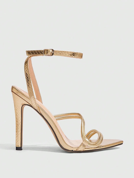 CUCCOO SZL Sandalias minimalistas y elegantes con tiras finas y tacón de cristal - Quierox - Tienda Online
