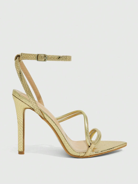 CUCCOO SZL Sandalias minimalistas y elegantes con tiras finas y tacón de cristal - Quierox - Tienda Online