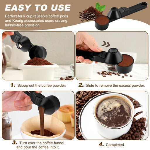 Cuchara medidora de café molido de 1 cucharada y embudo para cápsulas K-Cup - Quierox - Tienda Online