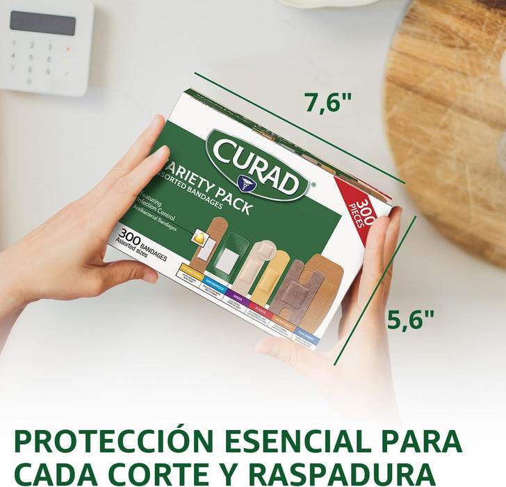 CURAD Paquete surtido de vendajes variados 300 unidades en 6 estilos distintos - Quierox - Tienda Online