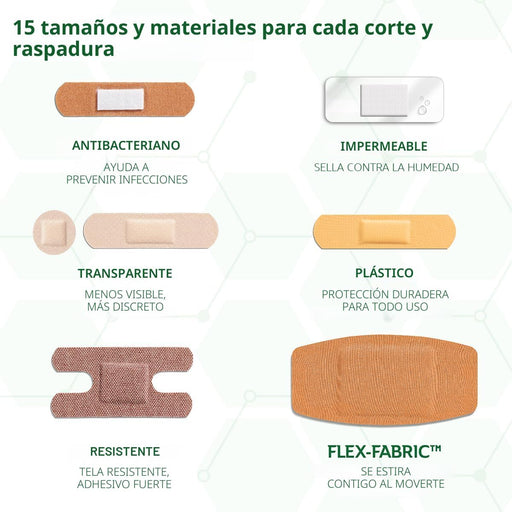 CURAD Paquete surtido de vendajes variados 300 unidades en 6 estilos distintos - Quierox - Tienda Online