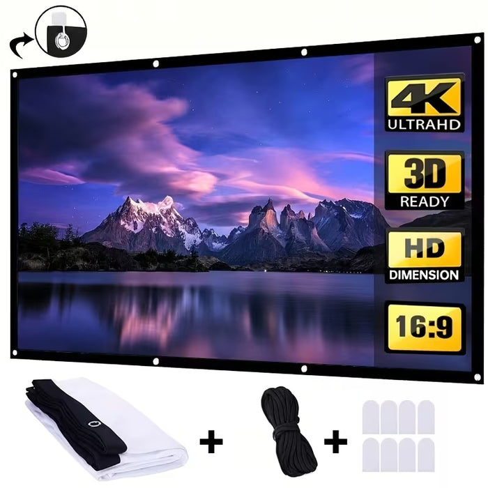 Pantalla de Proyección 3D 4K de 60 Pulgadas, Relación de Aspecto 16:9, Diseño Plegable Portátil