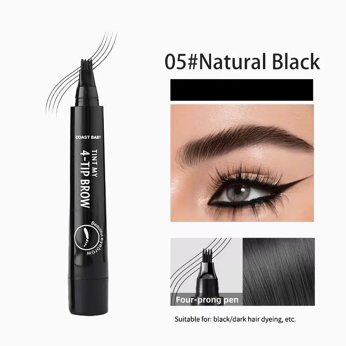 Lápiz de cejas con 4 cabezas divididas, larga duración, a prueba de manchas, impermeable