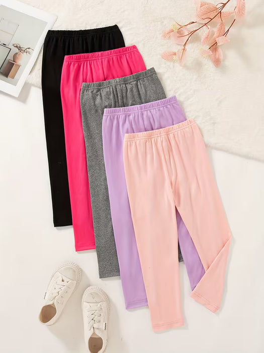 Conjunto de 5, Combinación de 5 piezas de pantalones largos con cintura elástica