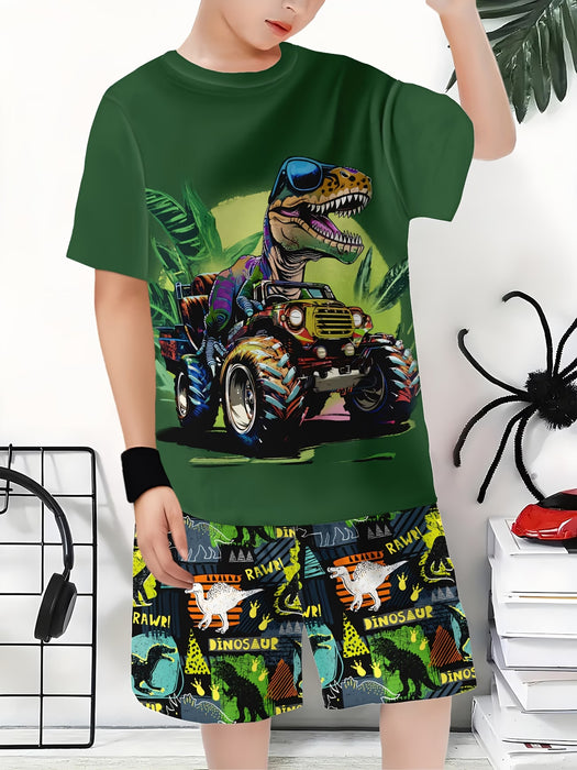 Conjunto de Dos Piezas con Estampado 3D de Dinosaurio