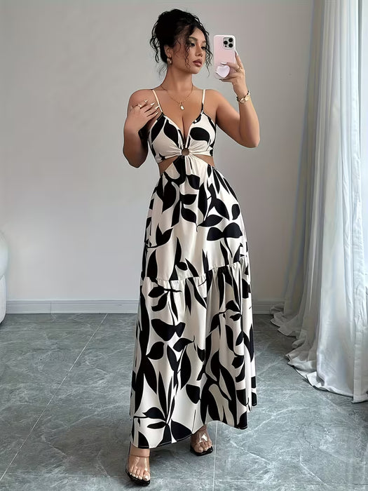 Vestido de Verano para Mujer con Escote Profundo en V, Espalda Descubierta y Lazo con Tirantes