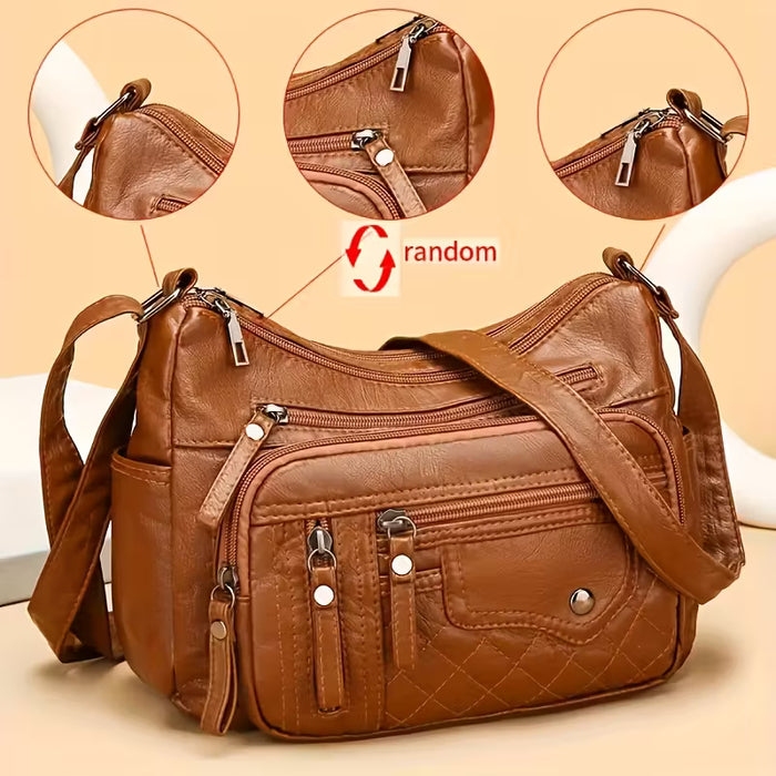 1pc Bolso de Hombro Casual Gran Capacidad con Correa Ajustable Y Cierre de Cremallera