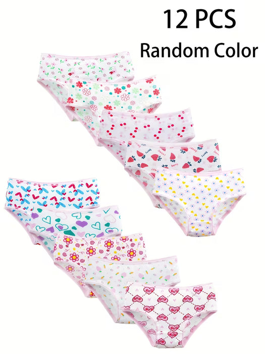 12 unidades Calzones triangulares para niñas de colores surtidos aleatorios