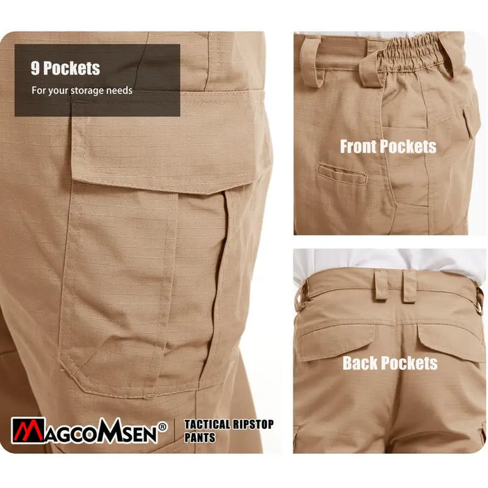 Pantalones tácticos para hombre, 9 bolsillos, Ripstop