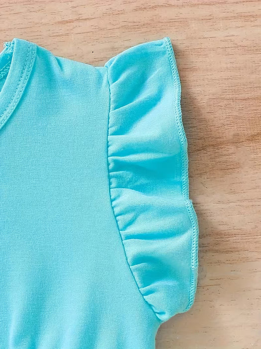 Conjunto de Camiseta con manga con volantes y pantalones con estampado de mariposas