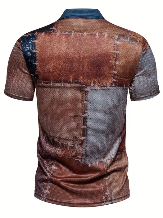 Polo para hombre con estampado digital, polo de manga corta casual y elegante para hombre