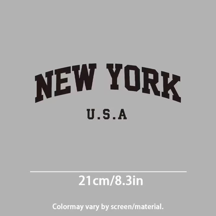 1 pieza 2D Plano ¨Nueva York USA¨  Letra Calcomanía de Transferencia de Calor
