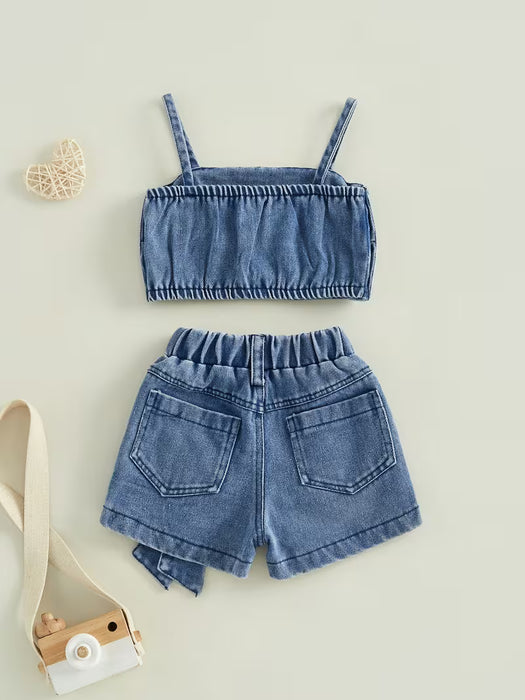 Conjunto de pantalones cortos y blusa para niñas