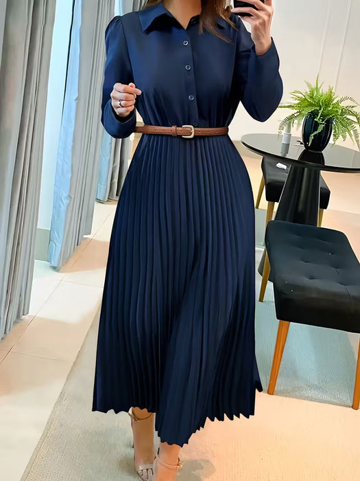 Vestido elegante de moda versátil con volantes y cinturón para mujer
