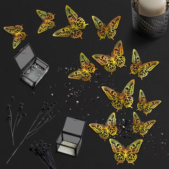 12pcs Calcomanías de Pared de Mariposas 3D