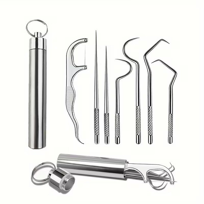 Juego de palillos de dientes de acero inoxidable, kit de palillos de bolsillo portátil