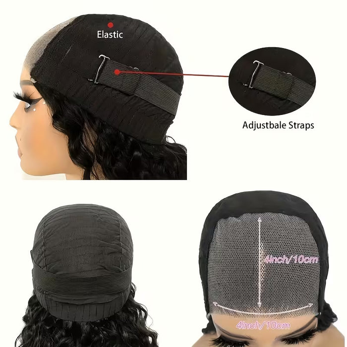 Peluca Bob sin pegamento cabello rizado para mujeres 14 inch