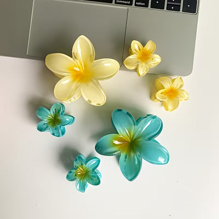 Juego de 6 Horquillas Elegantes con Flores Hawaianas, Pinzas Antideslizantes para Cabello