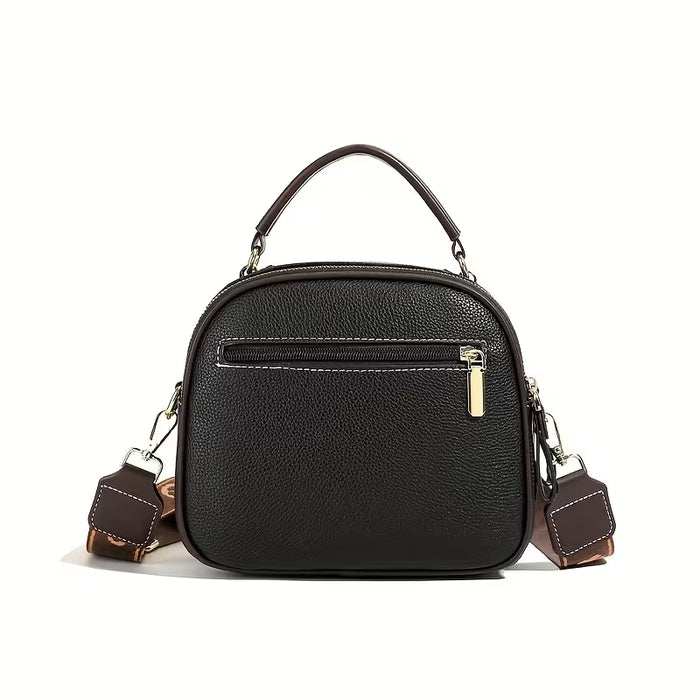 Bolso bandolera de PU de color sólido, compacto y portátil para mujer