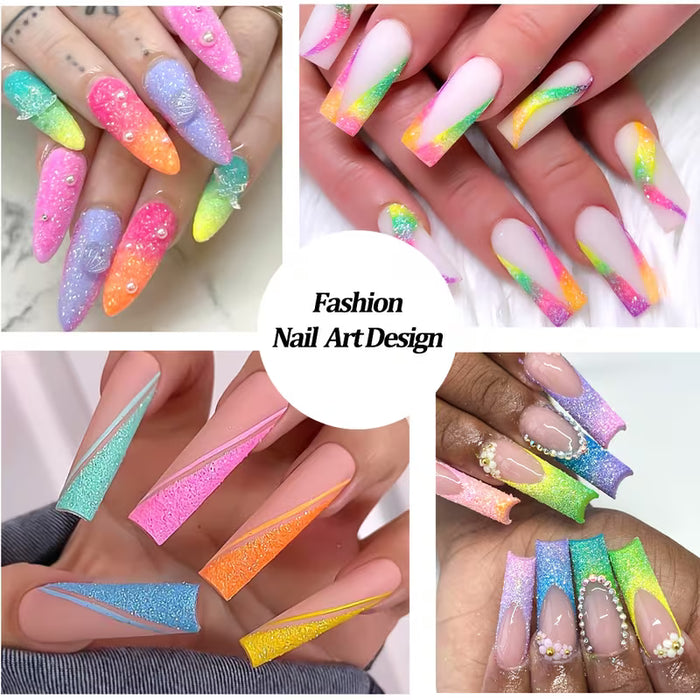 10 Botellas de Polvo de Uñas con Brillo de Azúcar Brillante, Efecto de Capa de Caramelo Iridiscente