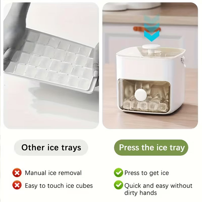 Cubo de Hielo Easy-Press de Gran Capacidad para Congelador de Doble Capa para 48 Cubos