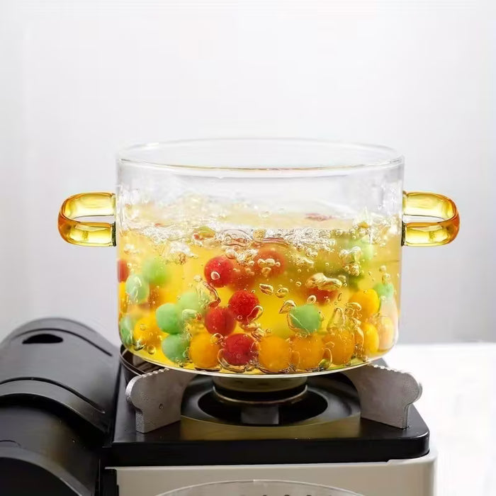 1 olla a baja temperatura de borosilicato resistente al calor con cubierta y doble asa
