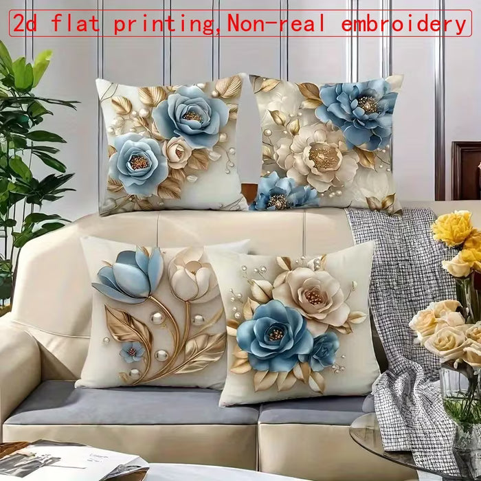 Juego de 4 Fundas de Almohada de Lujo Ligero con Estampado 2D Plano