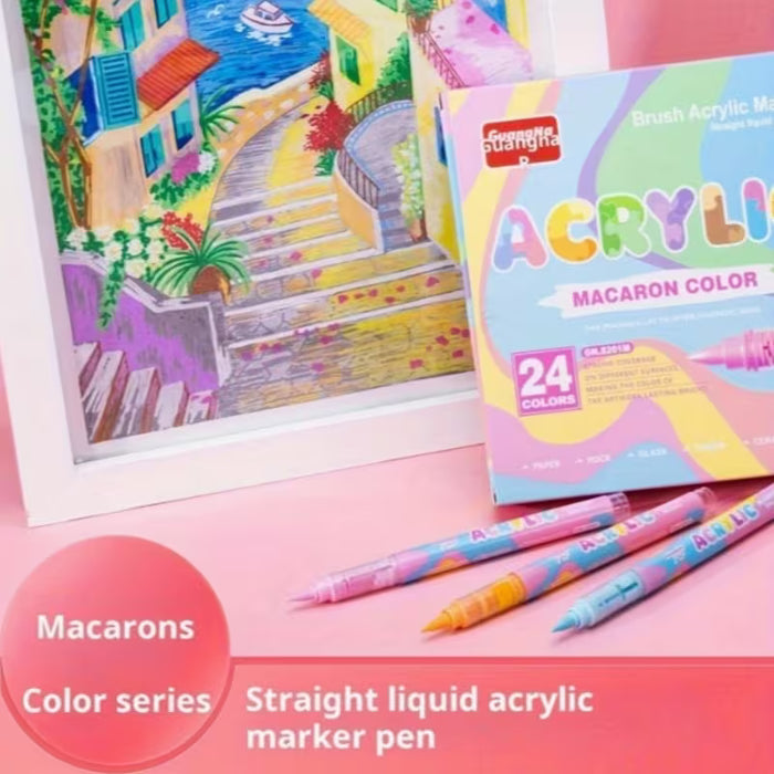 Rotulador acrílico de punta suave de 24 colores, secado rápido y escritura suave