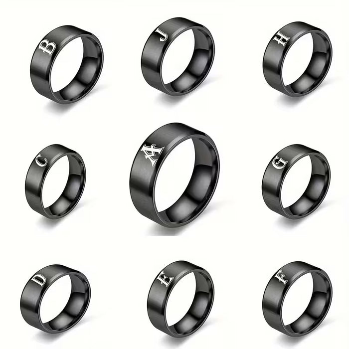 1pc Anillo casual de moda unisex, grabado de letras J
