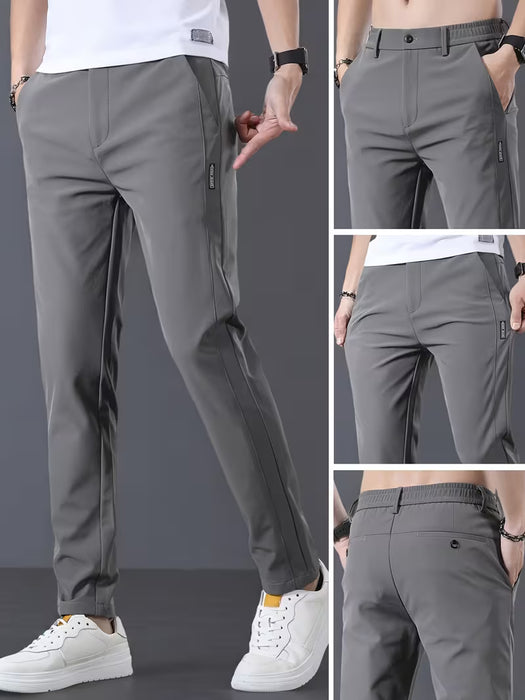 Pantalón de vestir de corte entallado con microelasticidad para hombre