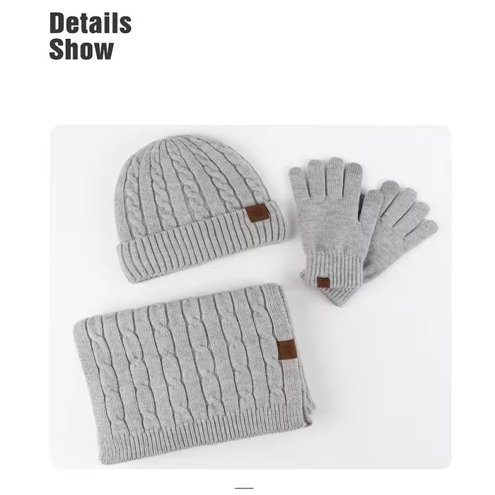 Conjunto de 3pcs bufanda, gorro y guantesde, unisex