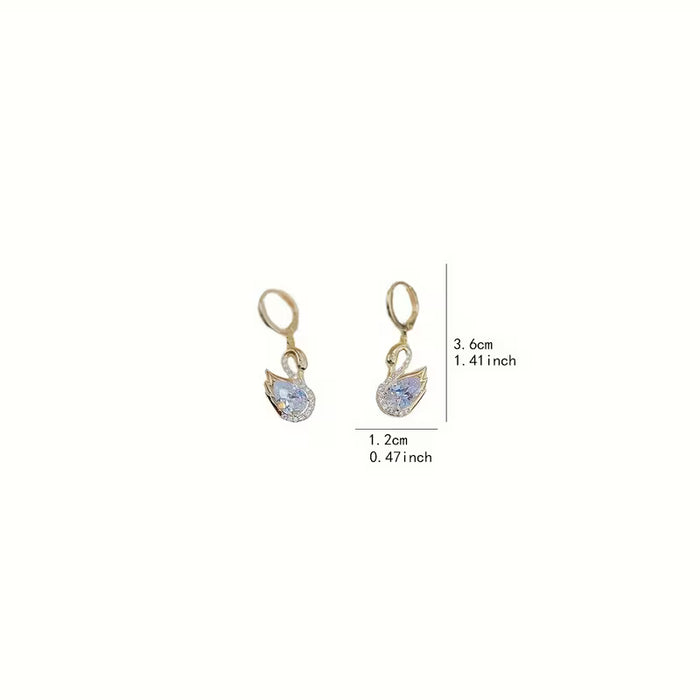 Aretes de Estudio para Mujer Populares, 1 Par, Diseño Elegante y Brillante de Cisne