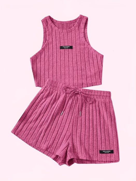 Conjunto de camiseta sin mangas y shorts de vacaciones de verano para mujer