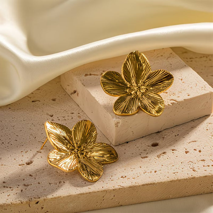 Par de aretes elegantes retro de flor de cerezo para mujer