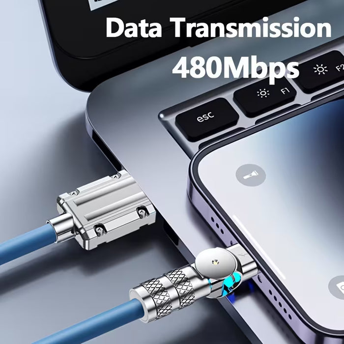 Cable de Carga Súper Rápida USB Tipo C con Rotación de 180° para celulares
