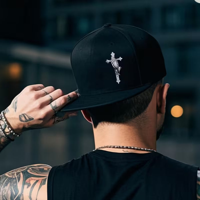 Gorra de béisbol hip-hop de visera plana con un interesante patrón de manos