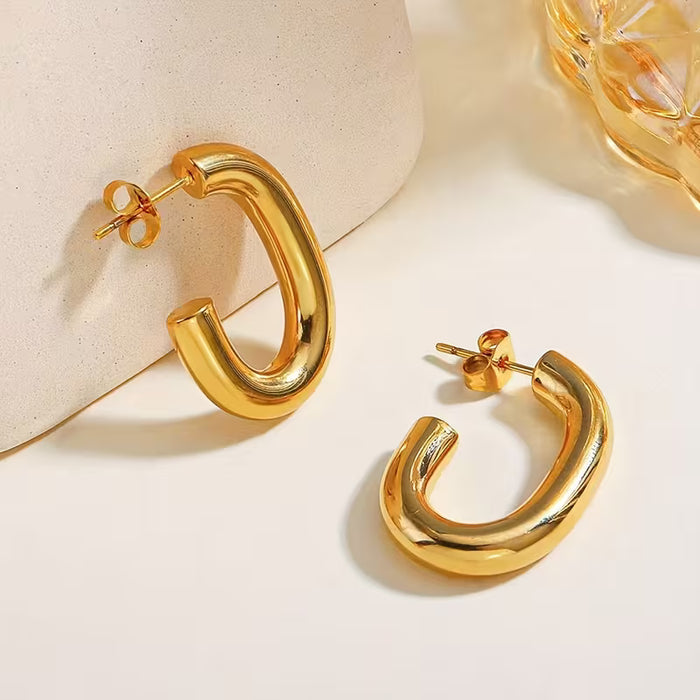 Un Par de Aretes Geométricos en Forma de U para Mujer, Simples y Elegantes
