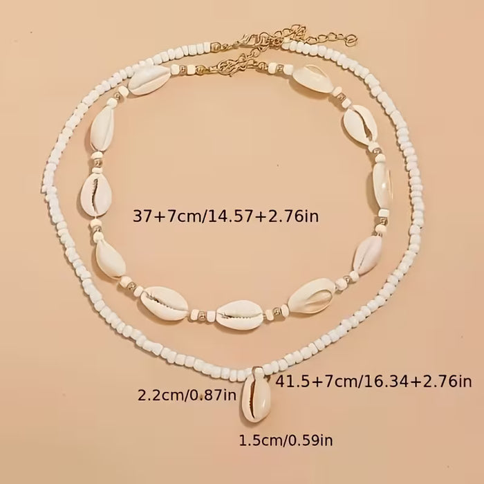 Juego de 2 piezas de collar con colgante bohemio y cuentas artificiales