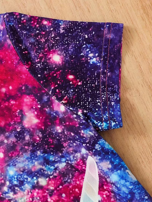 Vestido de Verano para Niñas con Estampado de Unicornio Tie-Dye