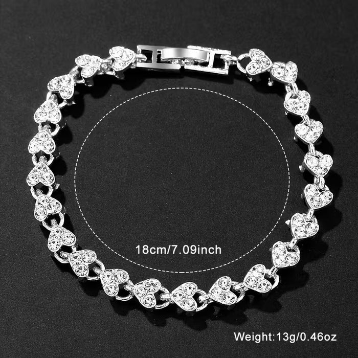 Juego de reloj y pulsera con diseño de cadena opulenta en forma de corazón de mujer