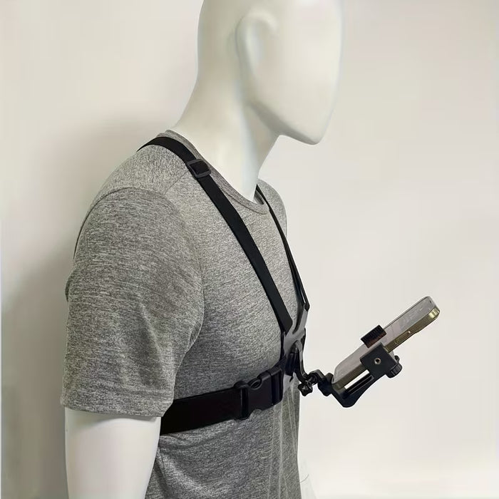 Soporte Ajustable de Poliéster para el Pecho para GoPro y Smartphones - Arnés Versátil para Vlogs y Transmisiones