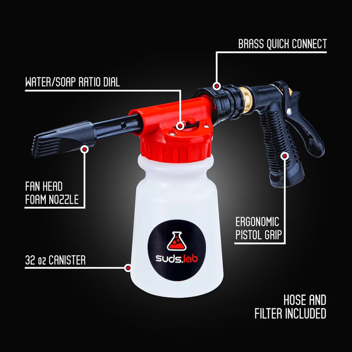 Pistola de espuma profesional SudsLab F3: la solución de limpieza definitiva para el hogar y el coche
