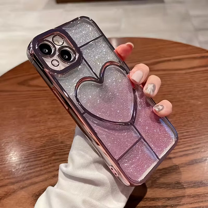 Funda De Teléfono Móvil Con Airbag En Forma De Corazón, Engrosada Con Polvo De Flash