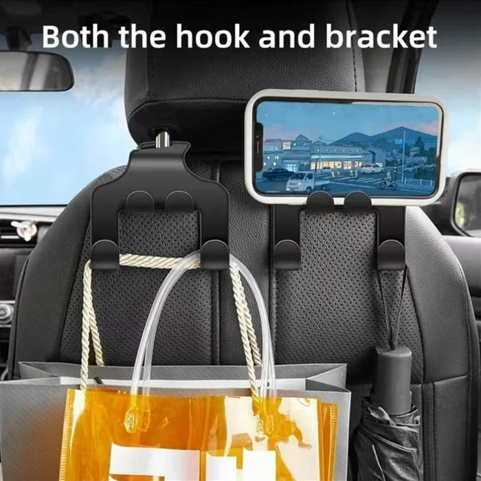 1 Soporte de coche 2 en 1 para reposacabezas, soporte para teléfono móvil, organizador