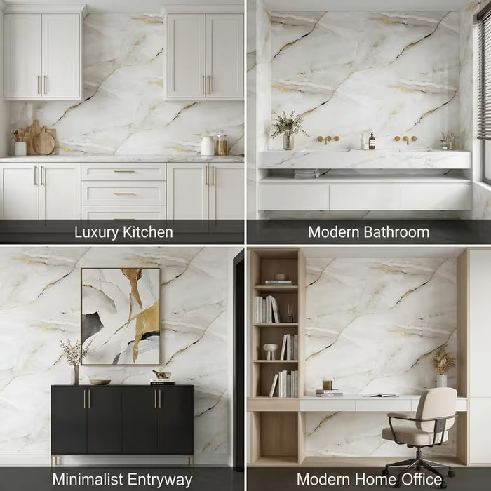 1 Rollo de Papel Tapiz de Azulejos de Pared 3D con Diseño de Mármol Autoadhesivos 1500cm*60cm