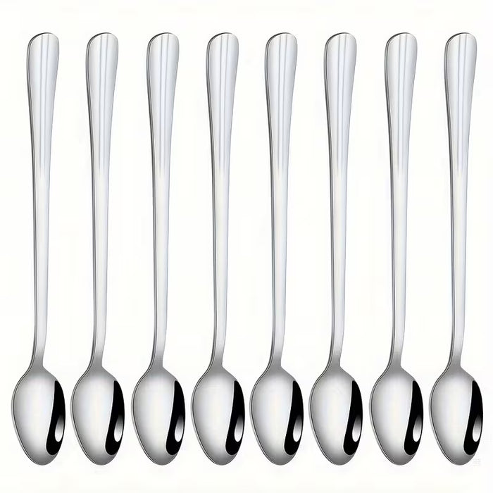 8 piezas cucharas largas de acero inoxidable elegantes